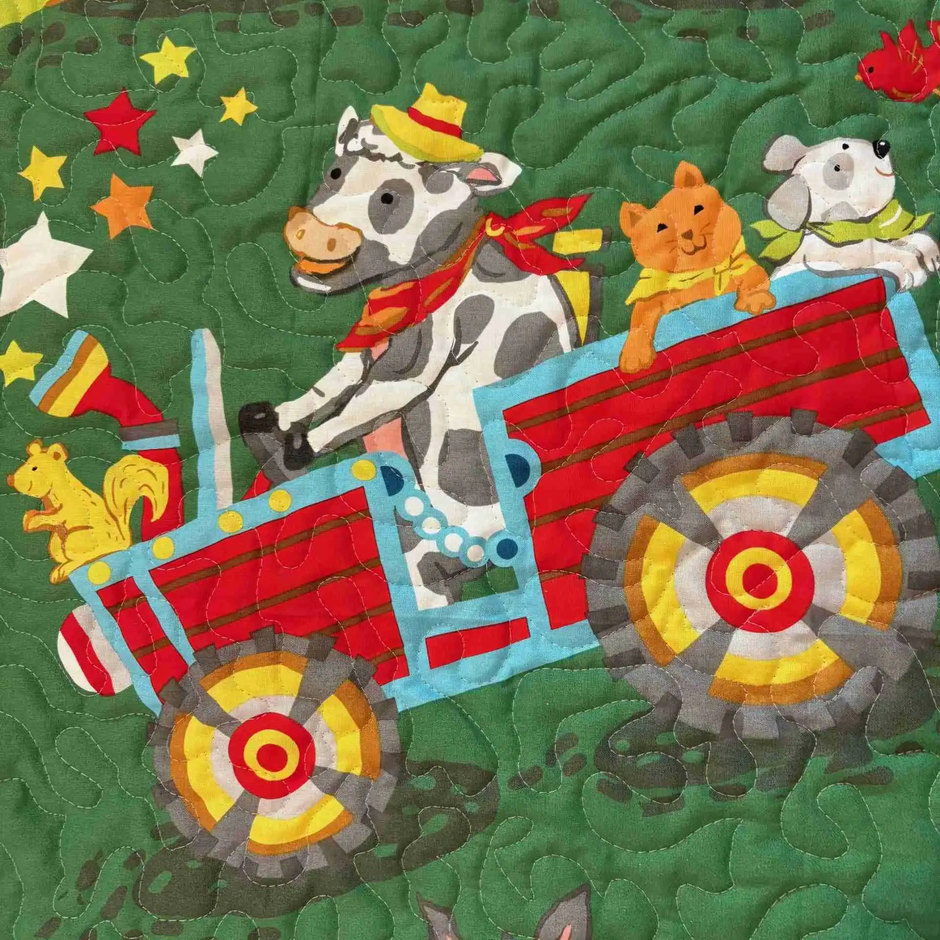 Farm Train Baby Quilt detail 3