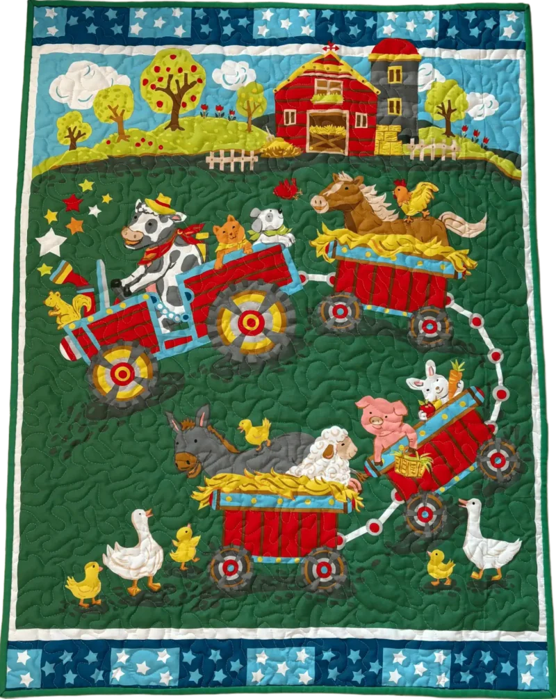Farm Train Panel Baby Quilt