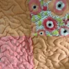 peach flowers baby quilt detail 3