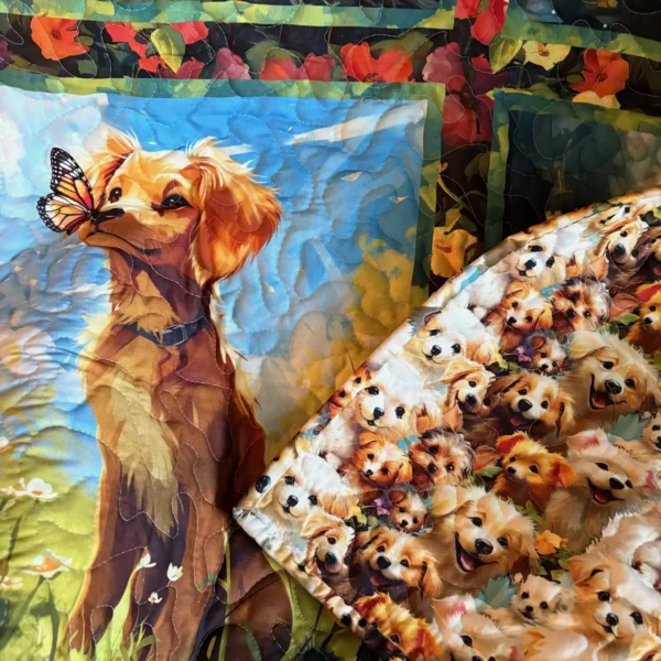 puppy panel baby quilr detail