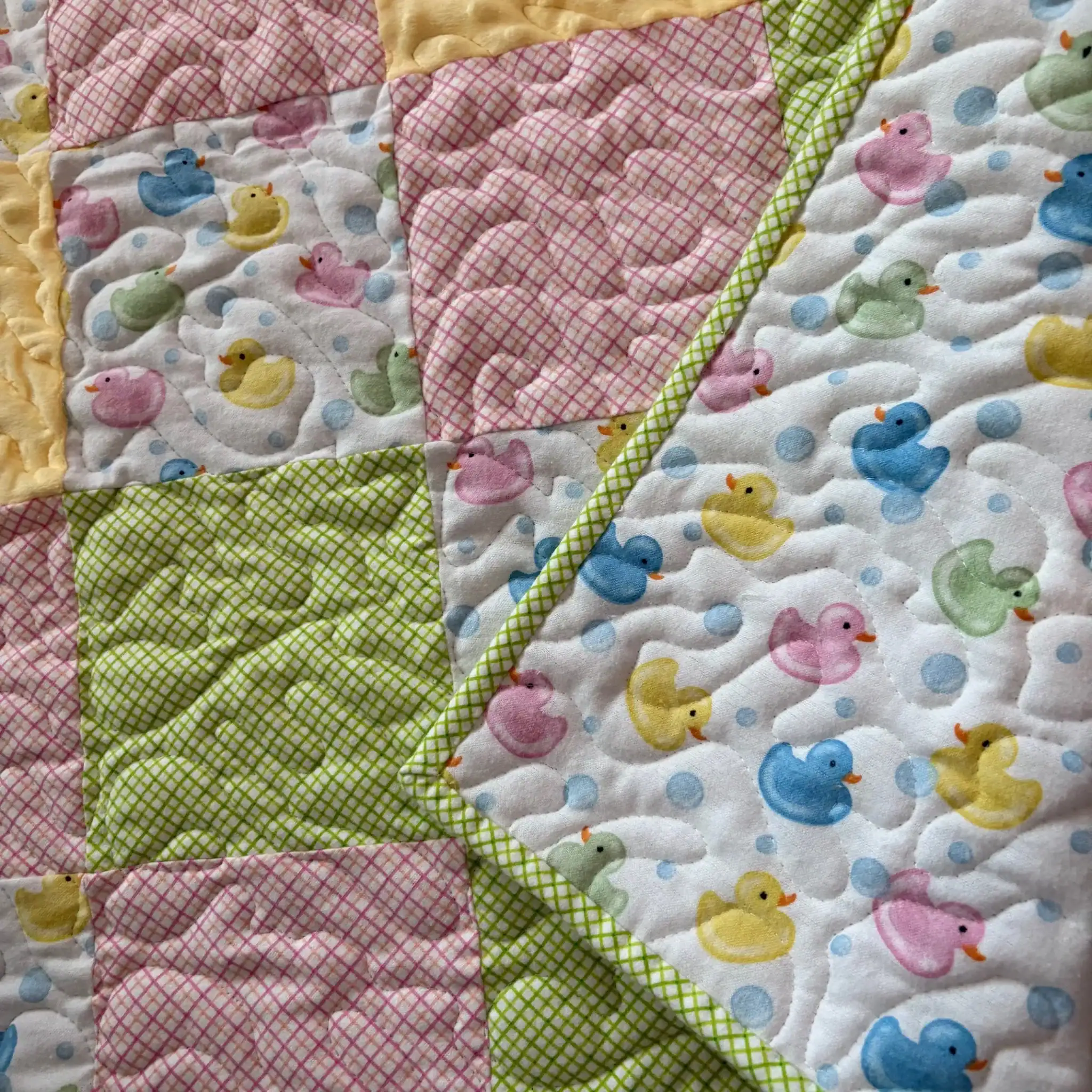 Duck Patchwork Baby Quilt detail 6