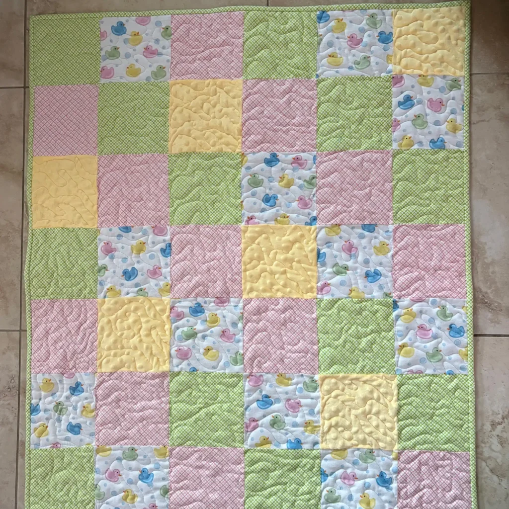 Duck Patchwork Baby Quilt detail 7