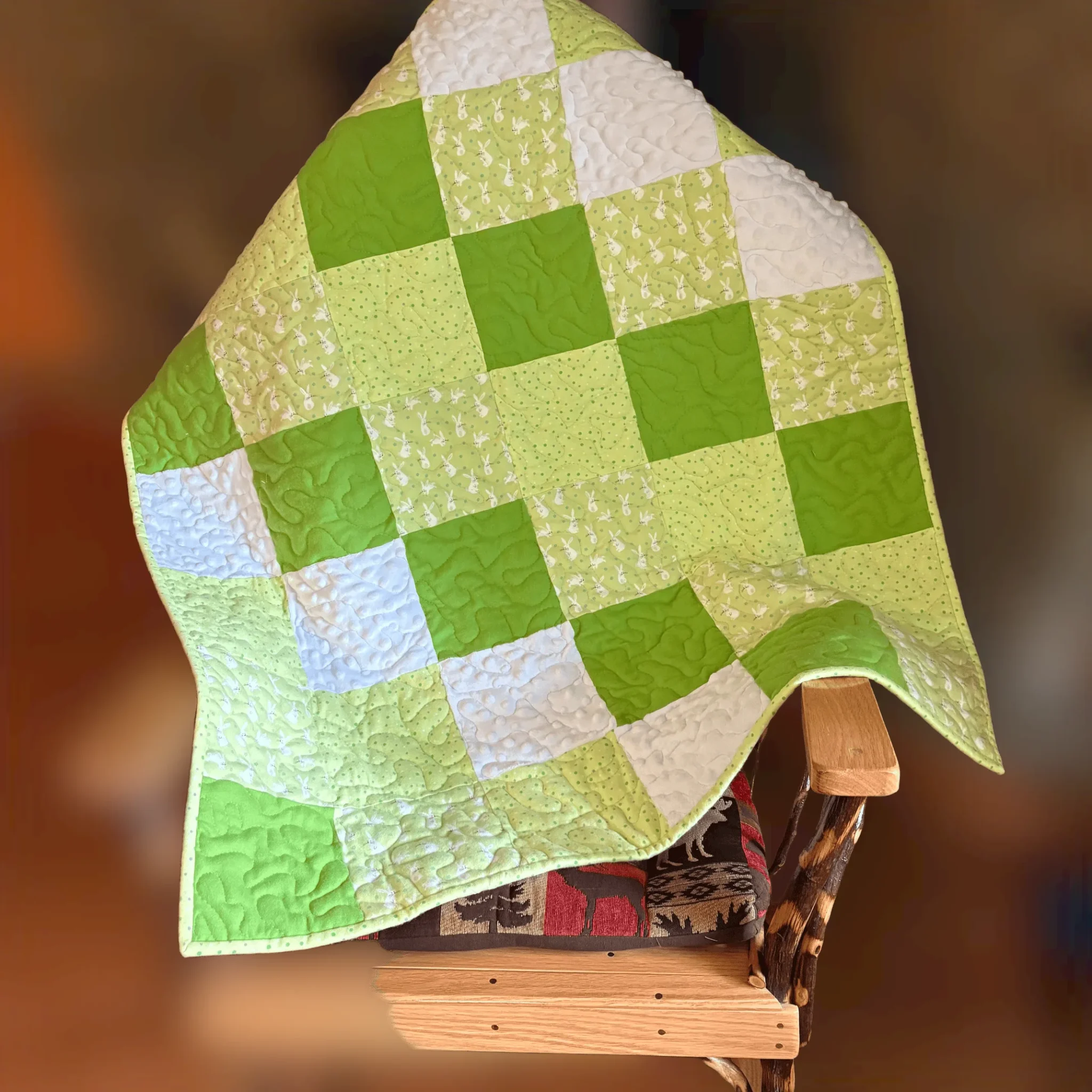 bunny cuddles in green product image