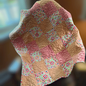 peach flowers baby quilt product image