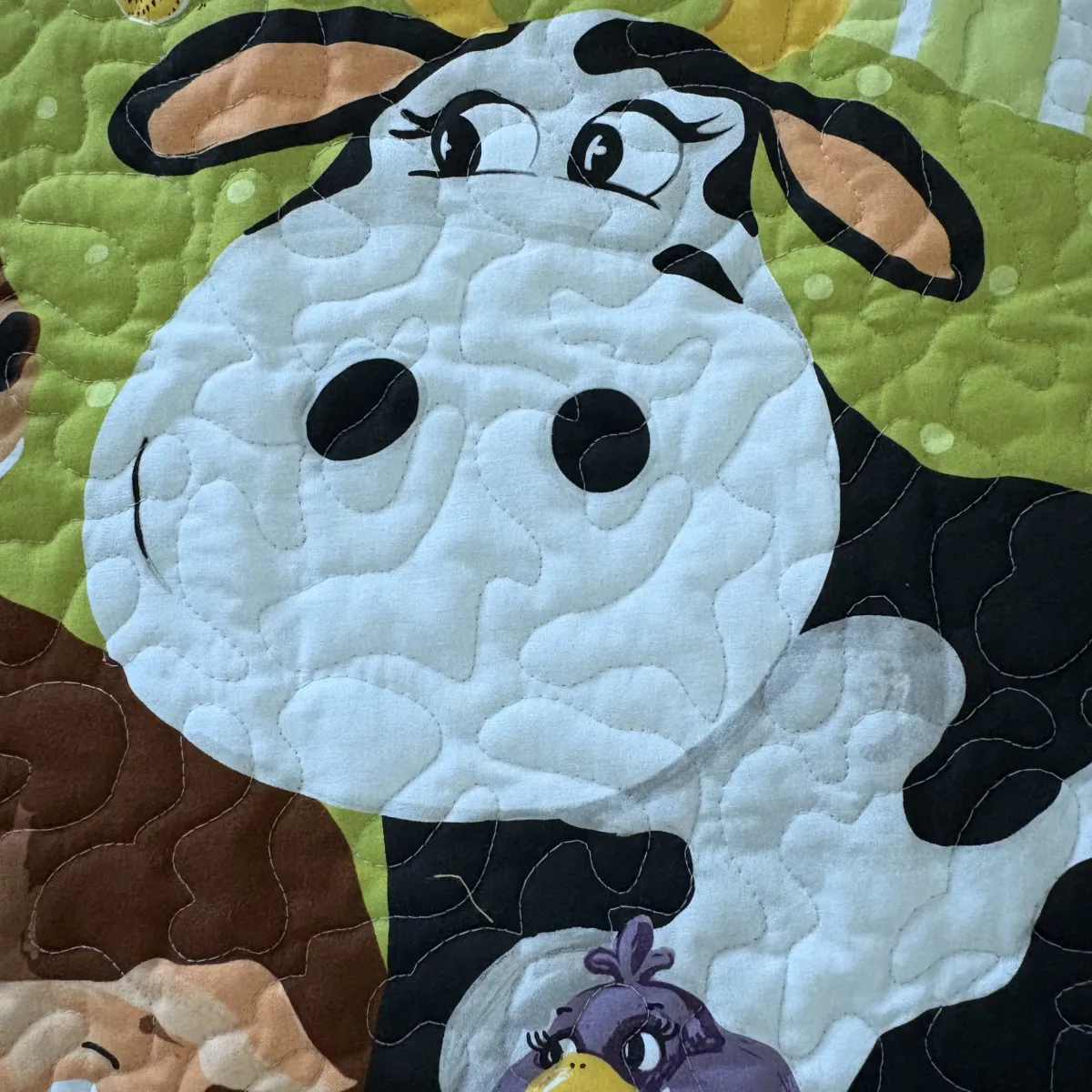 Barnyard Buddies Baby Quilt cow detail