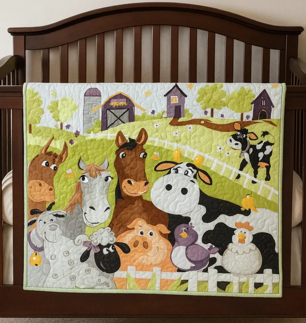 Barnyard Buddies on brown crib