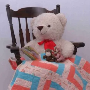 Dreams set sail baby quilt with bear