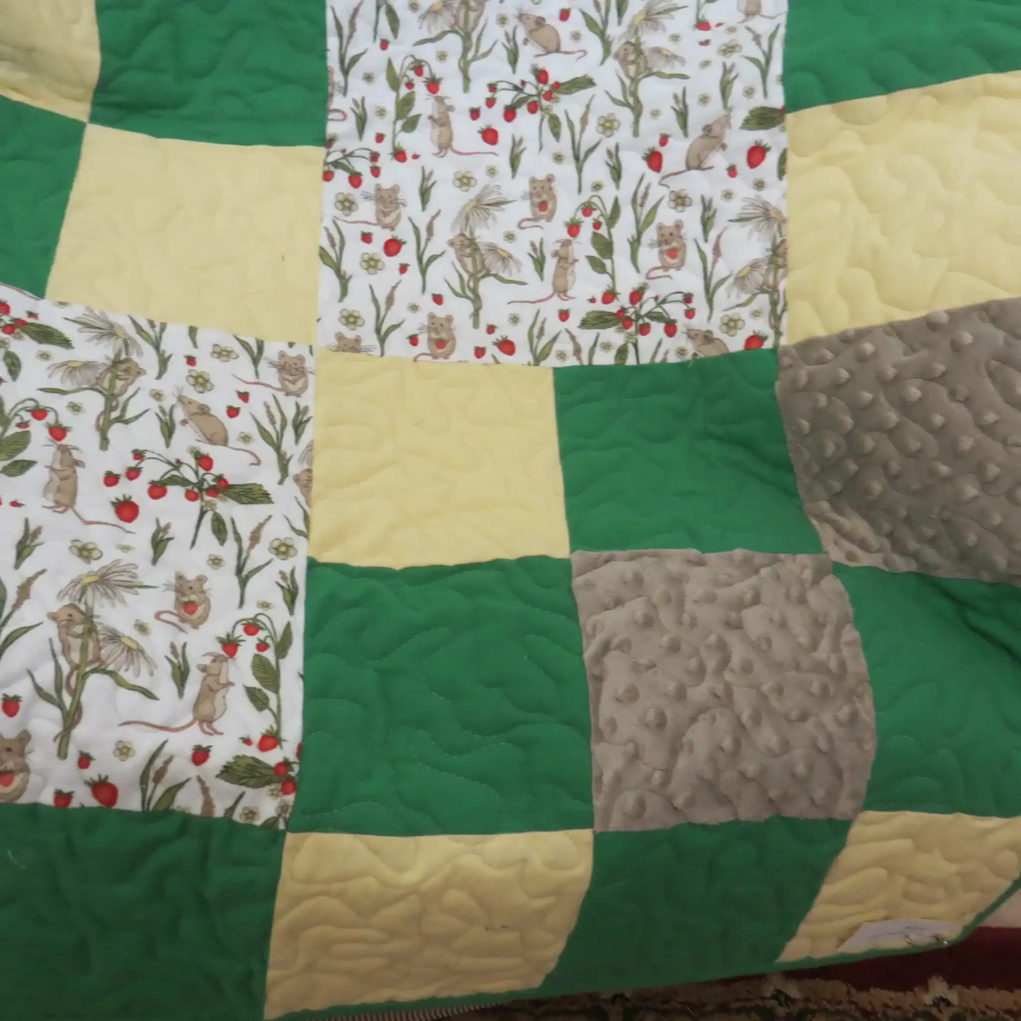 Mice & Minky Baby Quilt detail 3