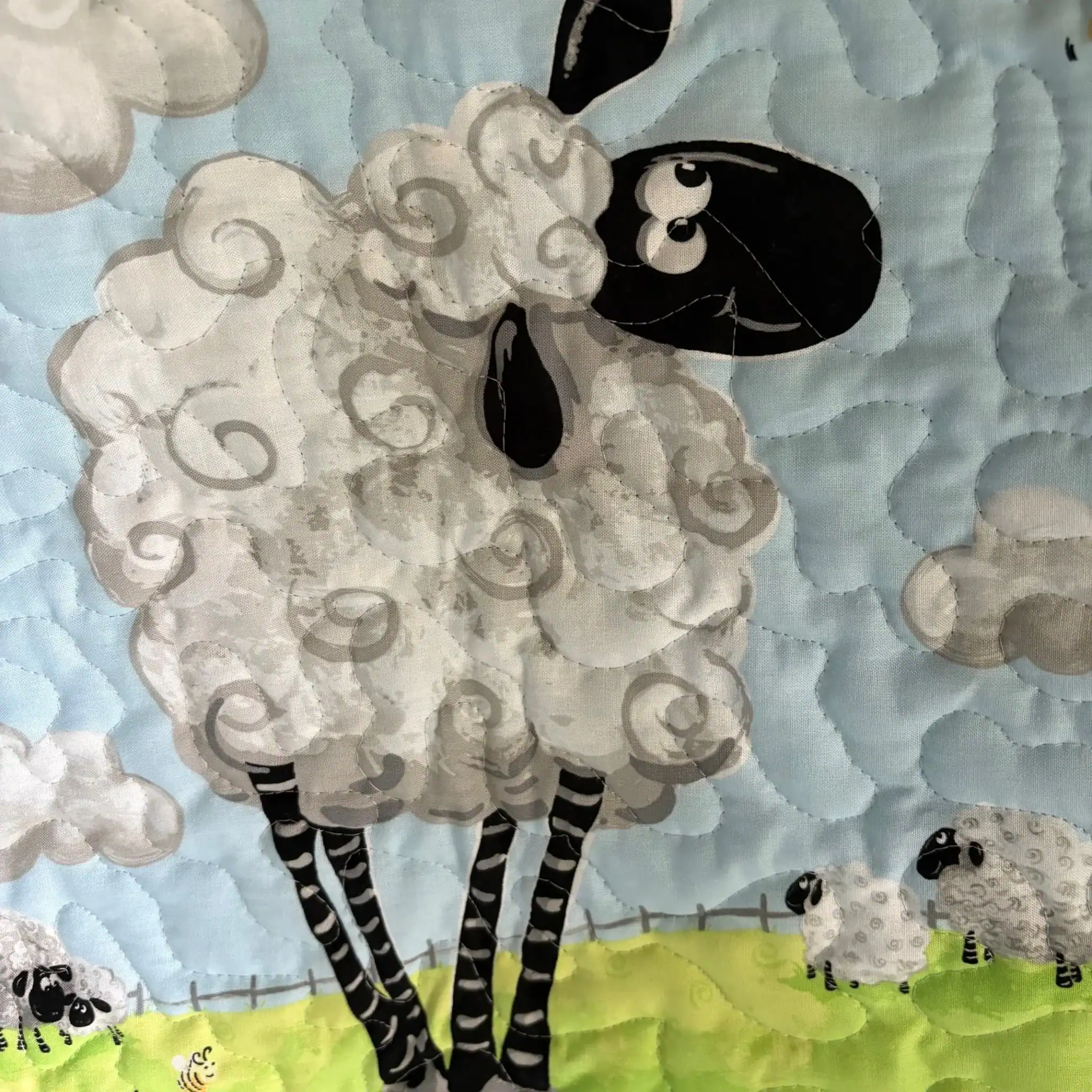 Sheep Meadow Baby Quilt detail 1