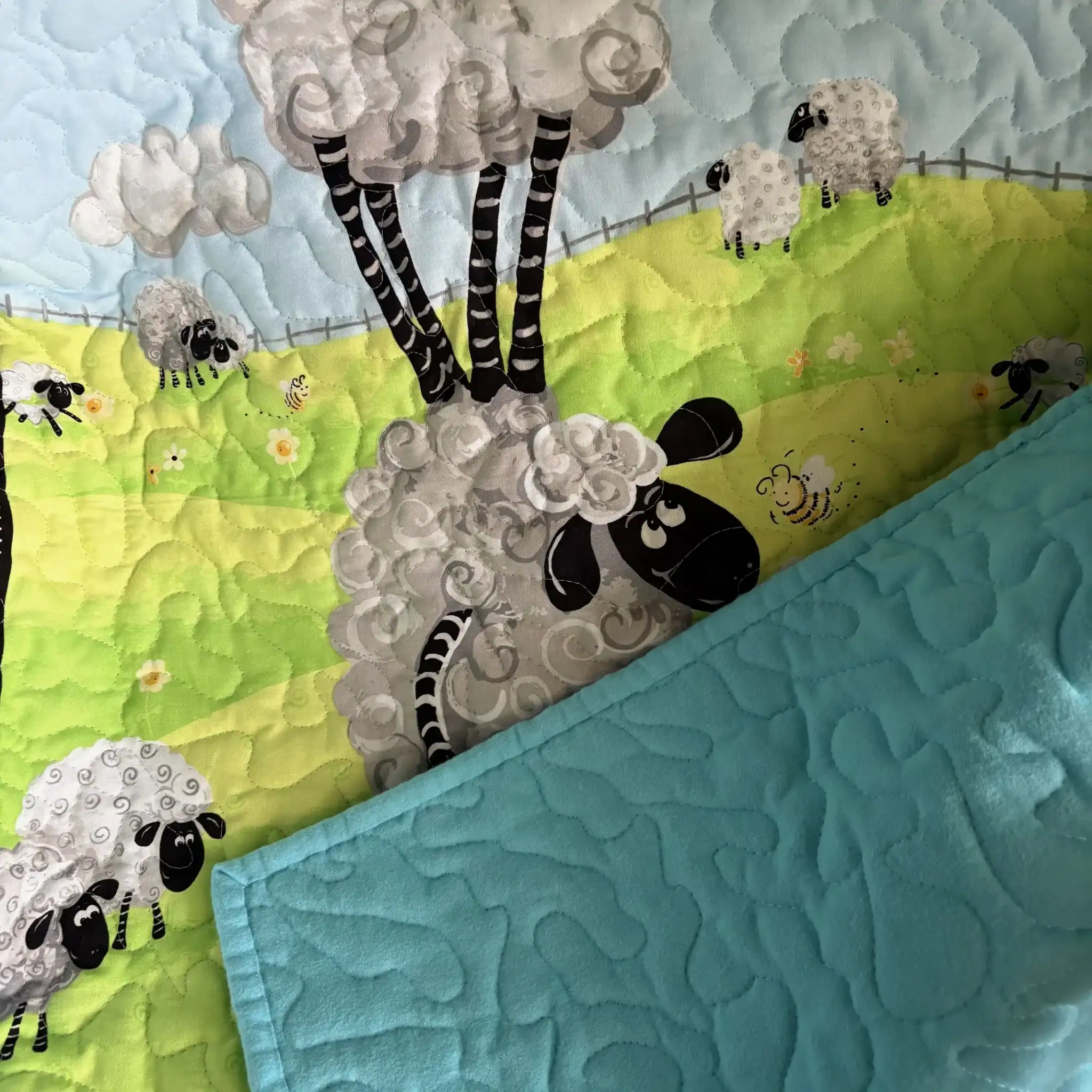 Sheep Meadow Baby Quilt detail 4