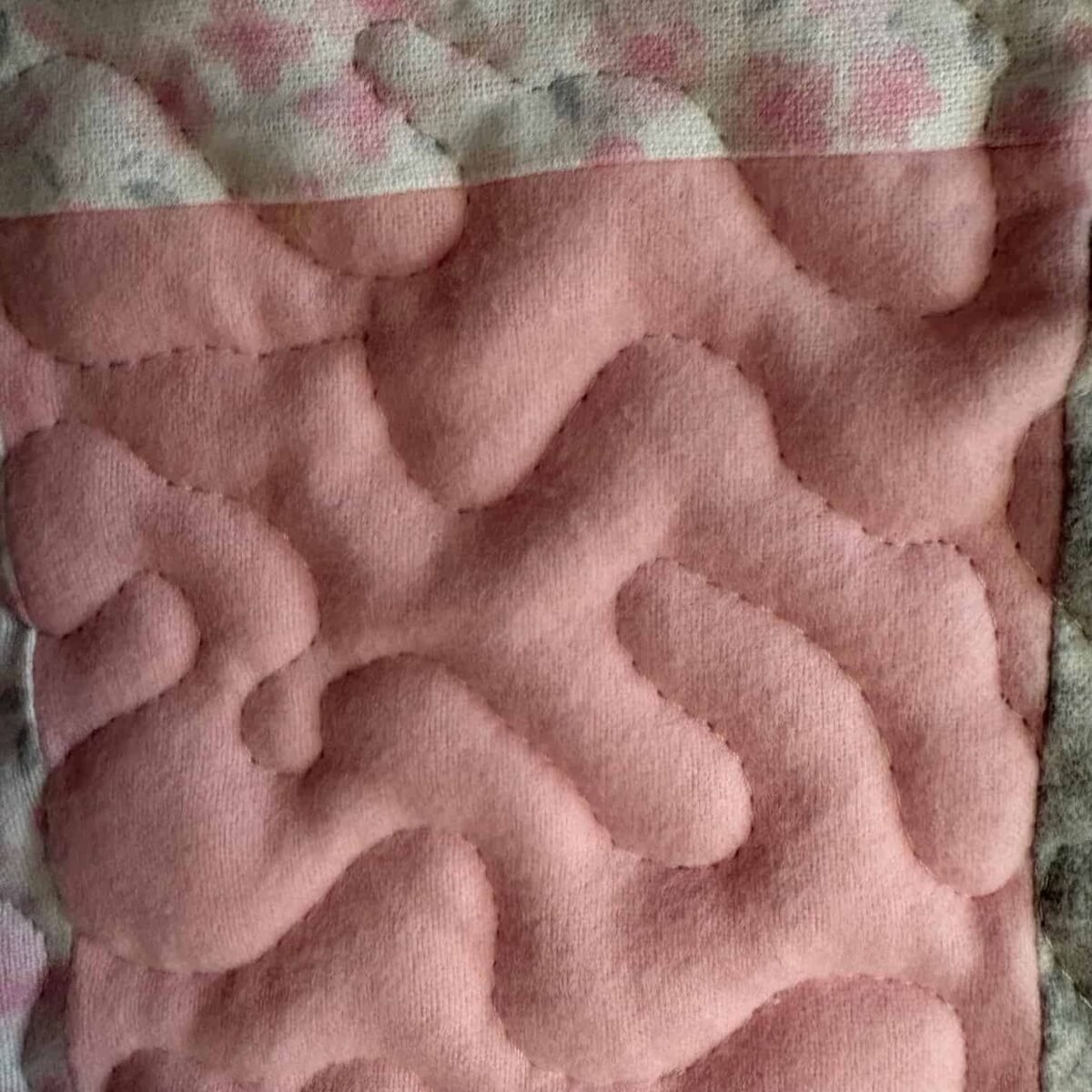 Blush & Bloom Baby Quilt detail of solid square