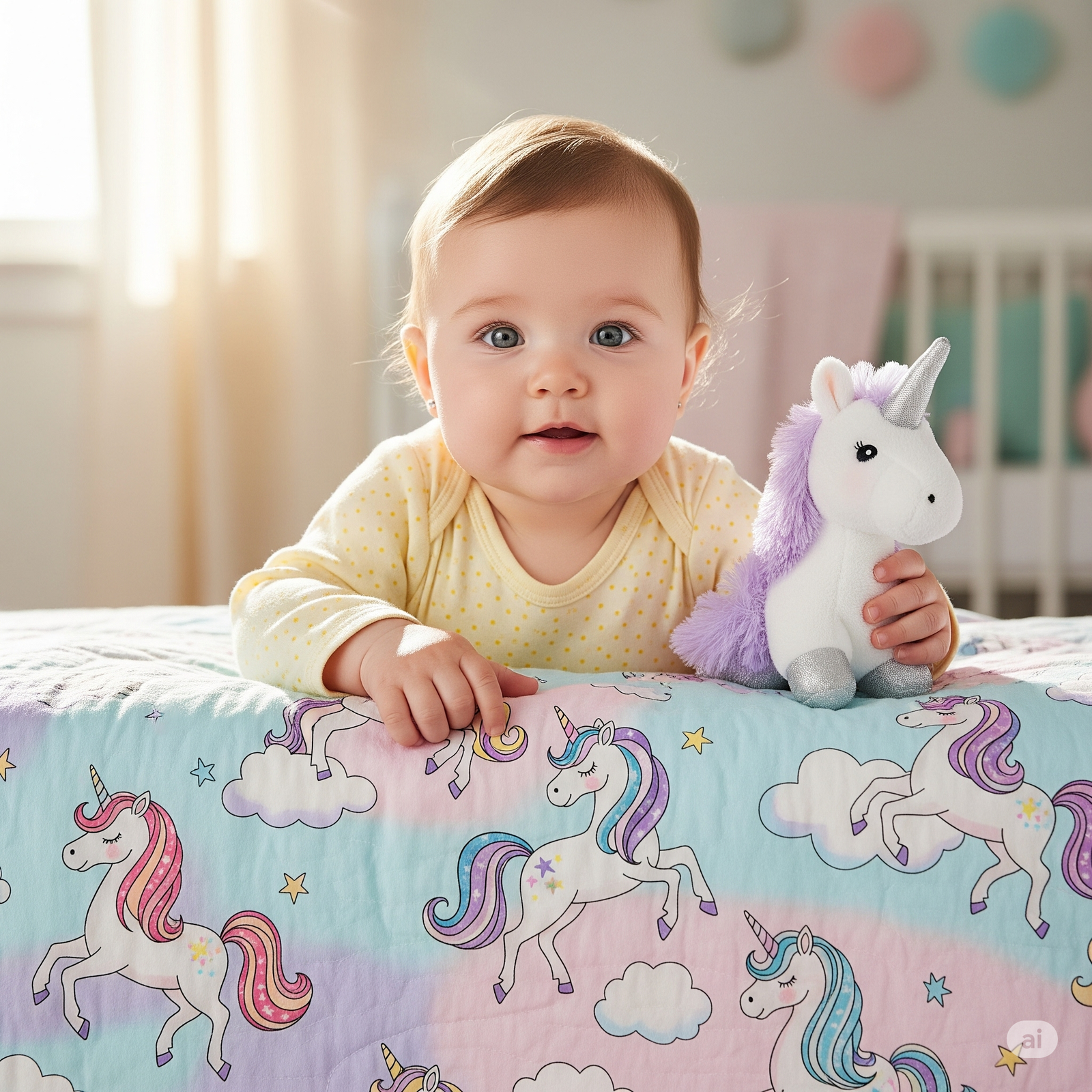 baby girl with unicorn