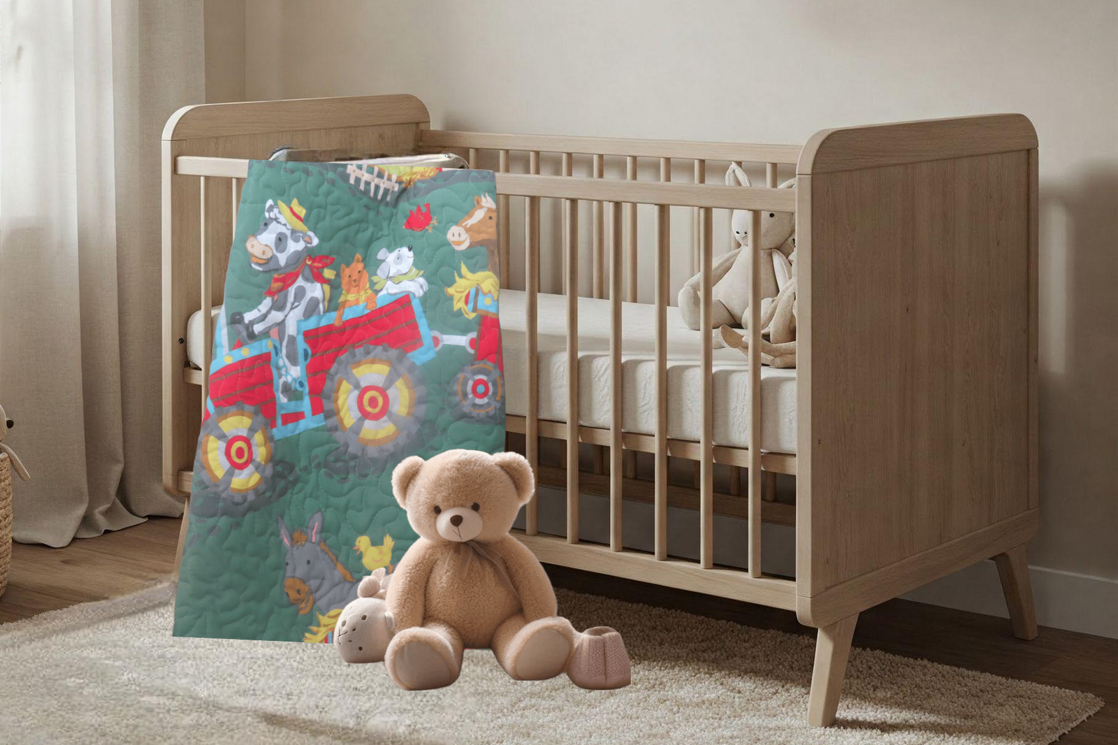 baby's room with animal quilt