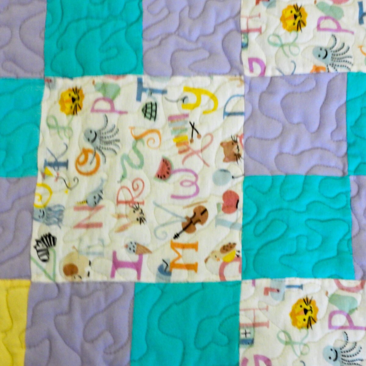 ABC Animals Baby Quilt with ABC block