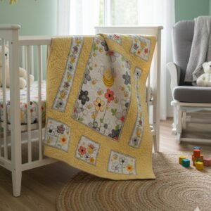 Buzzing Blooms Baby Quilt on Crib Buzzing Blooms Baby Quilt on Crib