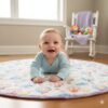 baby on quilted balloon playmat