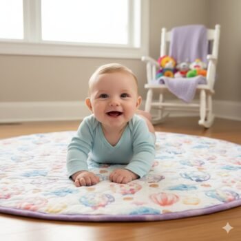 baby on balloon playmat