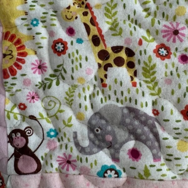 pink safari baby quilt detail 6