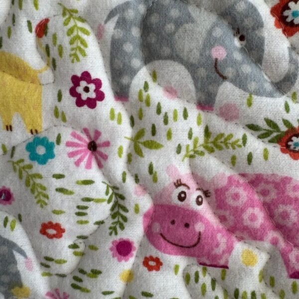 pink safari baby quilt detail 3