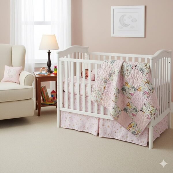 pink safari baby quilt