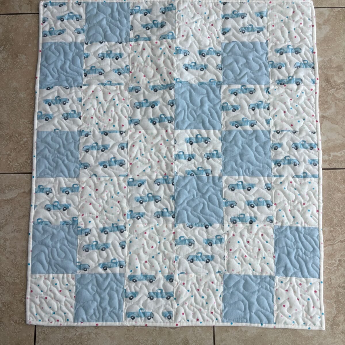 Little Blue Trucks Baby Quilt detail h