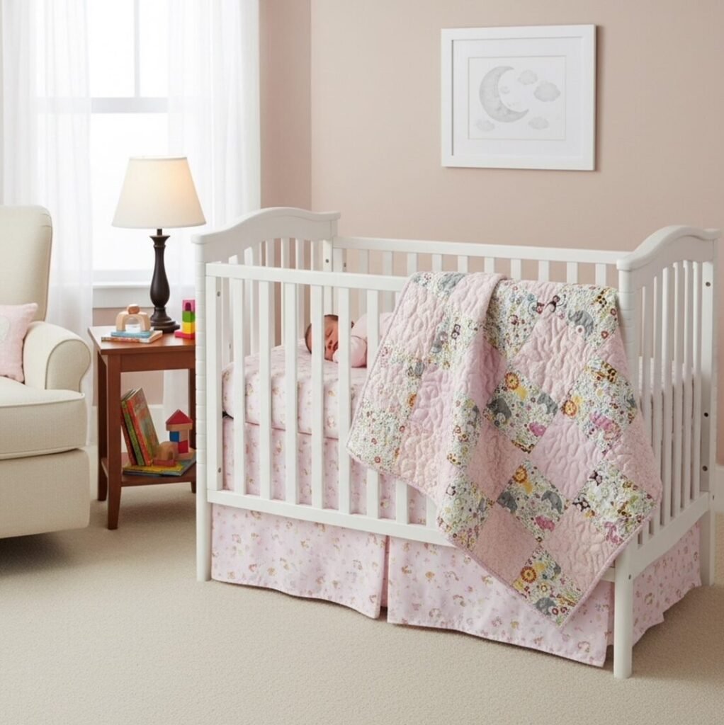 Safari Friends Baby Quilt nursery scene