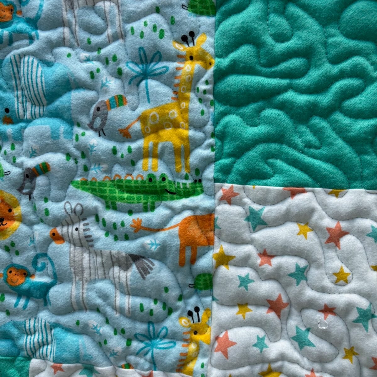 Safari Stars Baby Quilt detail f