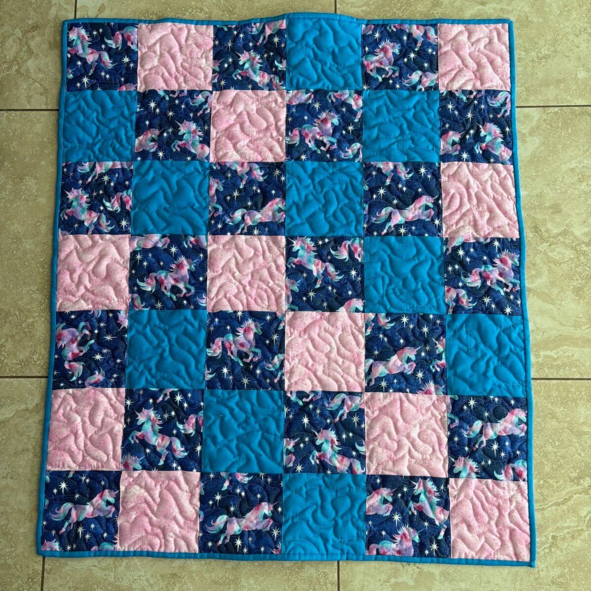 Unicorn Patchwork Baby Quilt view of whole quilt