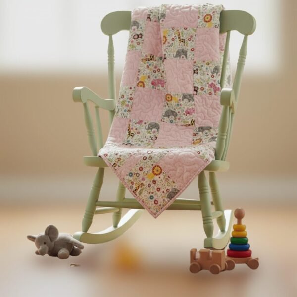 pink safari baby quilt