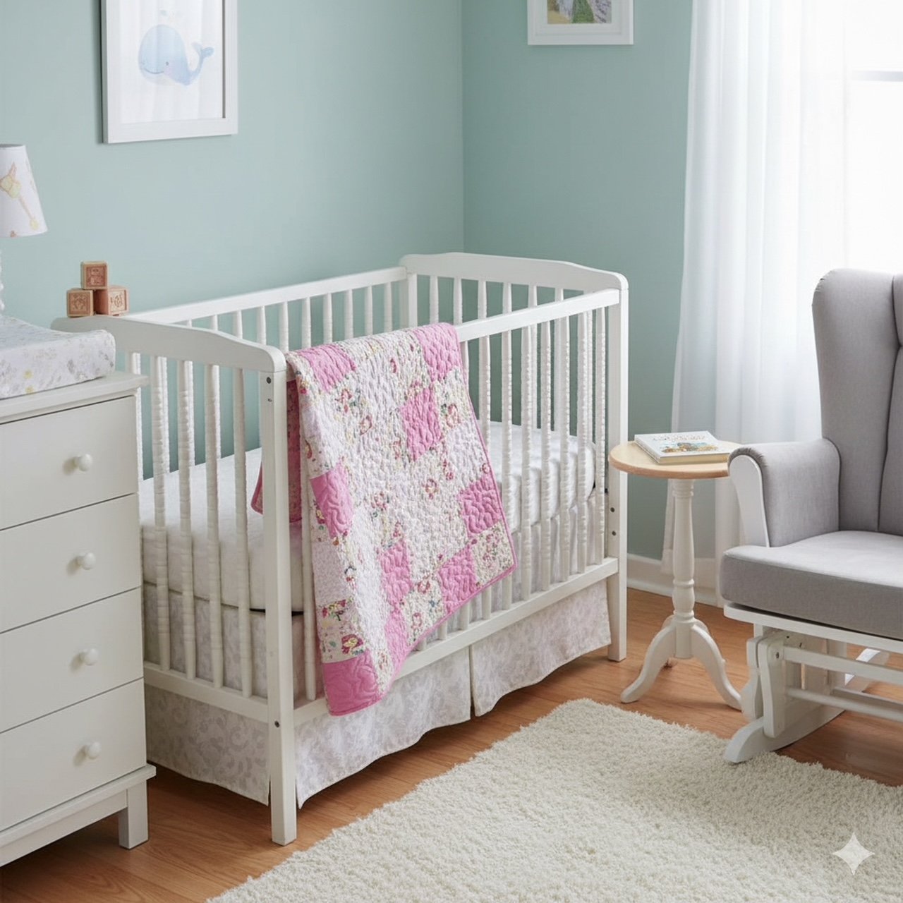 mermaid quilt in nursery