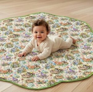 cuddly kittens and baby on playmat