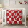 Ladybug Love baby quilt draped on crib