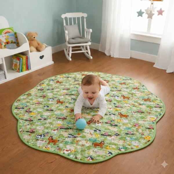 Baby on Farm Animal Friends Playmat