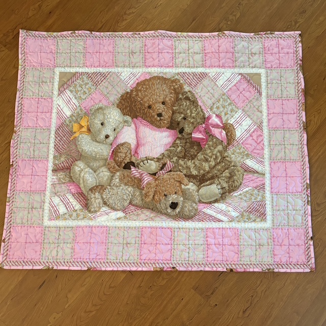 Pink Bears Baby Quilt full view