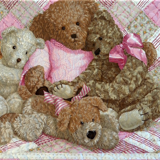 Pink Bears Baby Quilt bear details