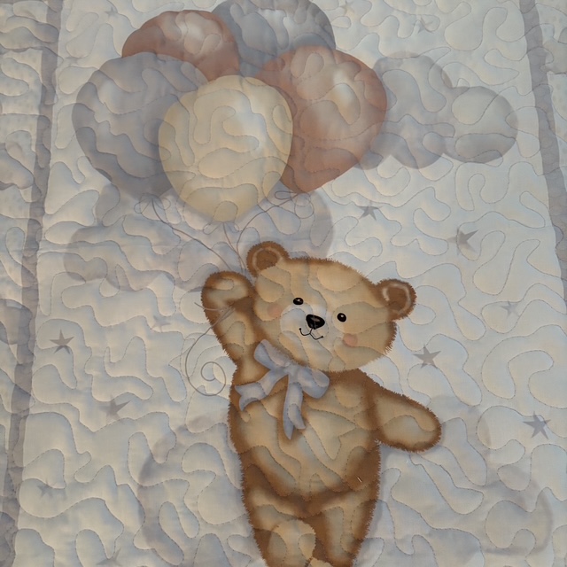 Bears and Balloons Bundle quilt detail of bear with balloons