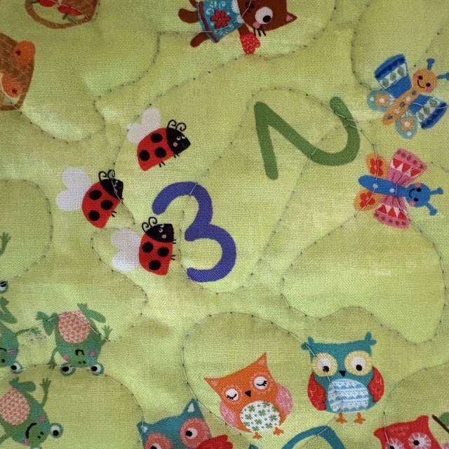 Numbers Quilted Playmat Detail number 2 and 3