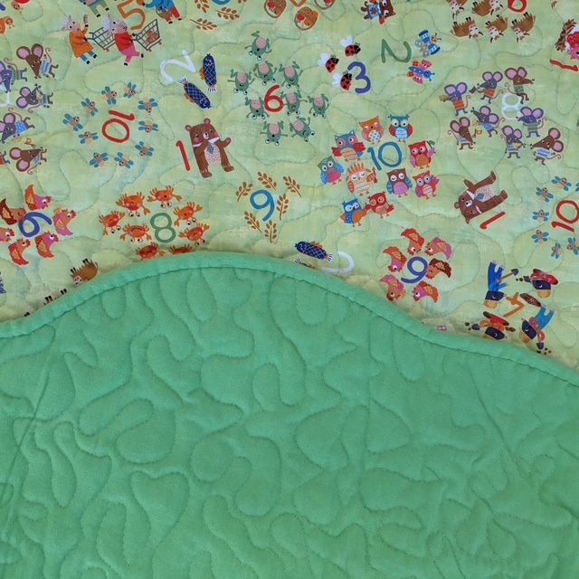 Numbers Quilted Playmat with visible backing