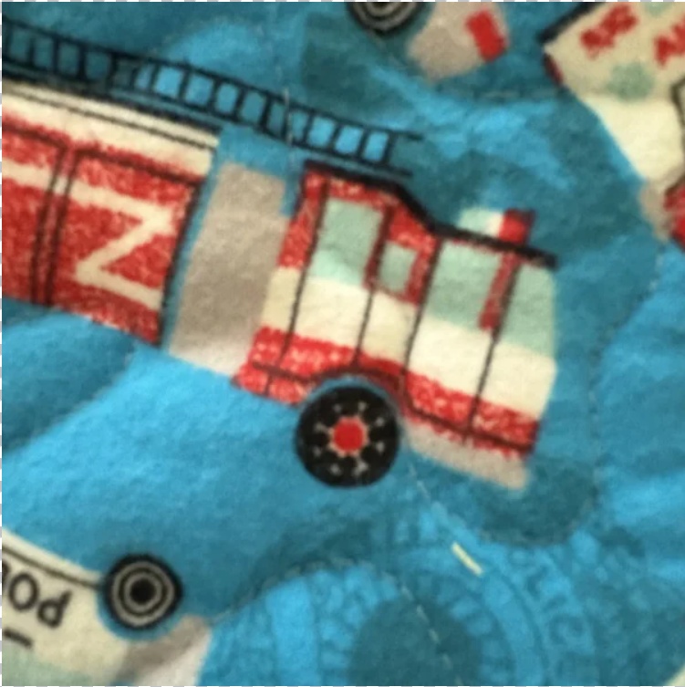 First Responders Baby Quilt fire engine close up