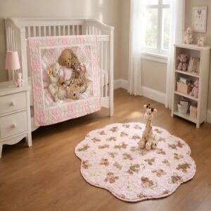 Pink Bears Bundle in baby's room with baby