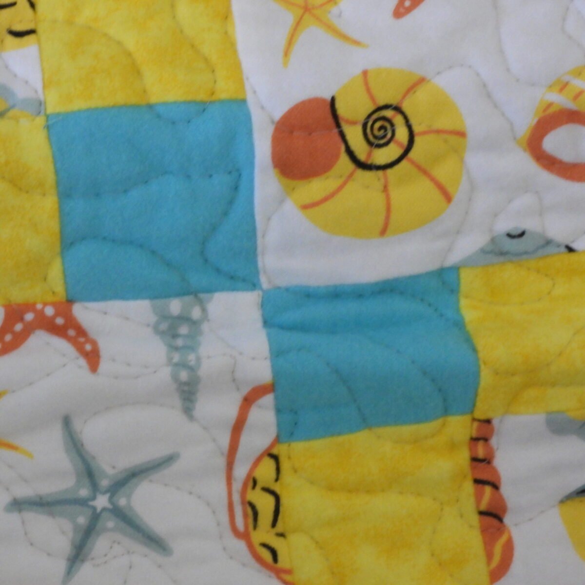 SEashells & Sand Baby Quilt detail of shell