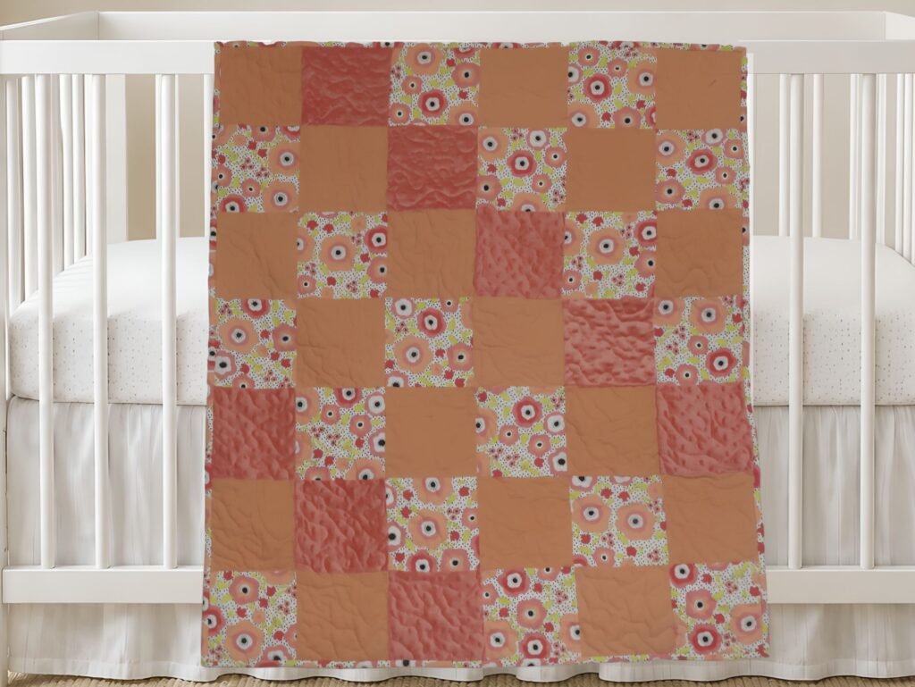 Peach Flowers New Product Image on white crib