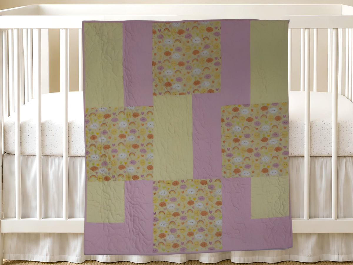 Sunshine and Clouds New Product Image on white crib